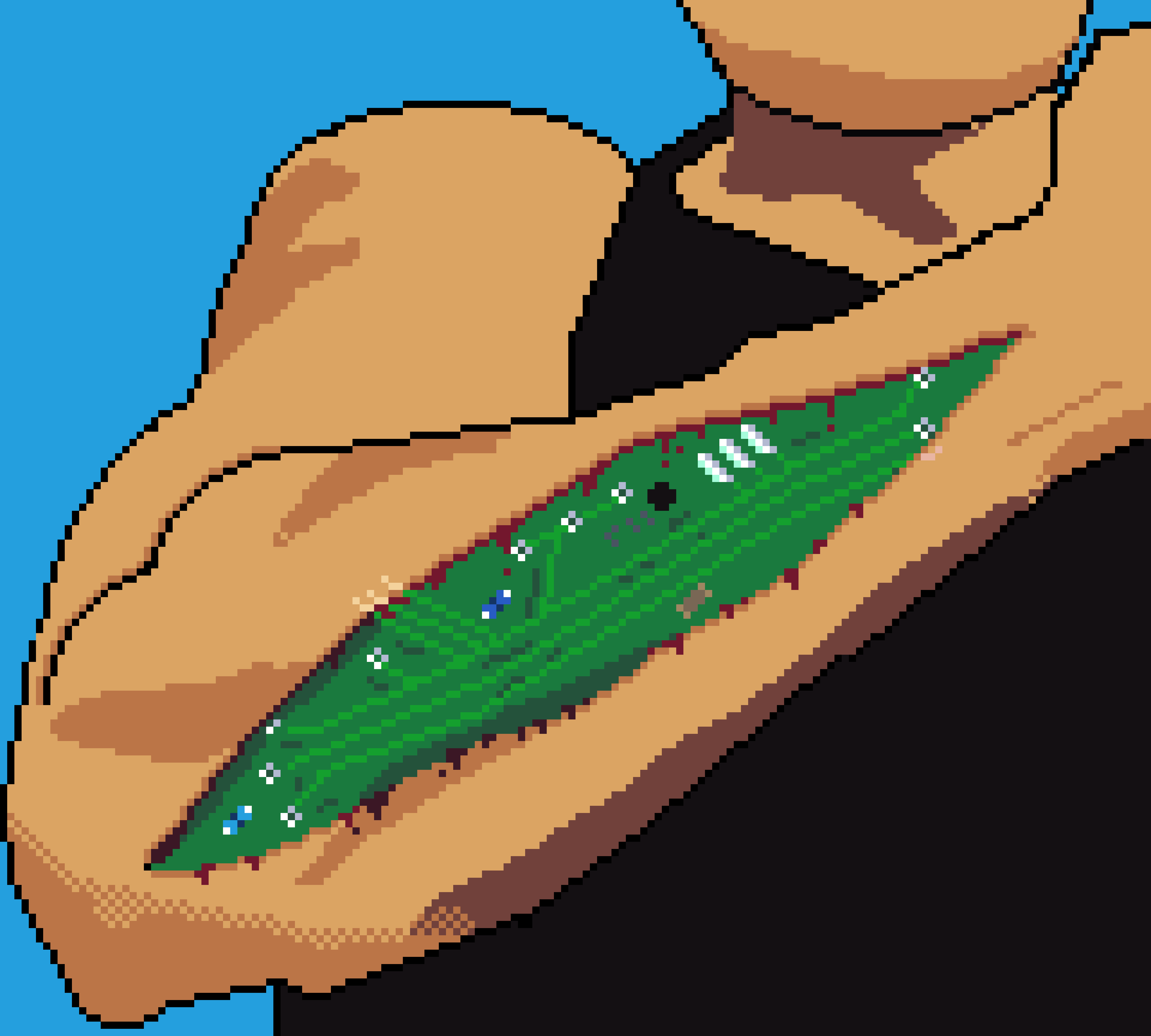 A biomechanical figure revealing circuitry beneath the skin.